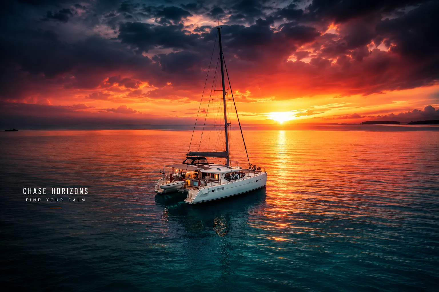 Stylised artwork of a sailing boat on the water