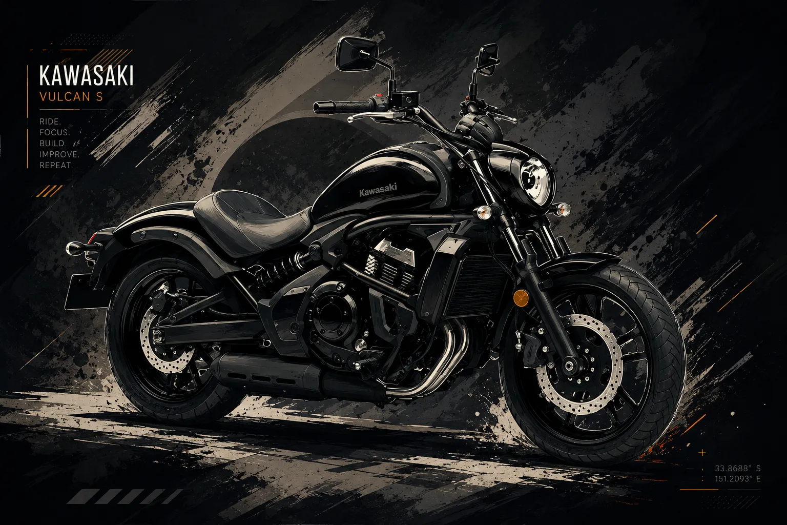 Stylised artwork of a motorcycle
